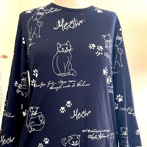 Allison Daley black cat quarter sleeve knit top size S/P